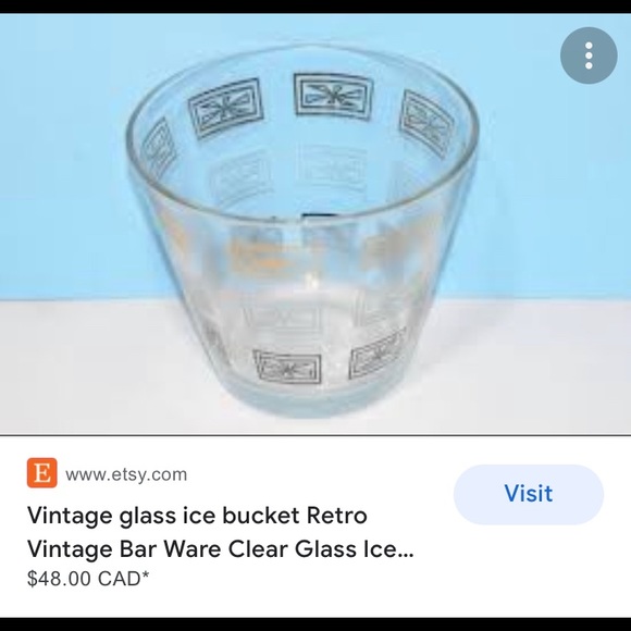 Mid century glass ice bucket/4 highball drinking glasses - Picture 13 of 14